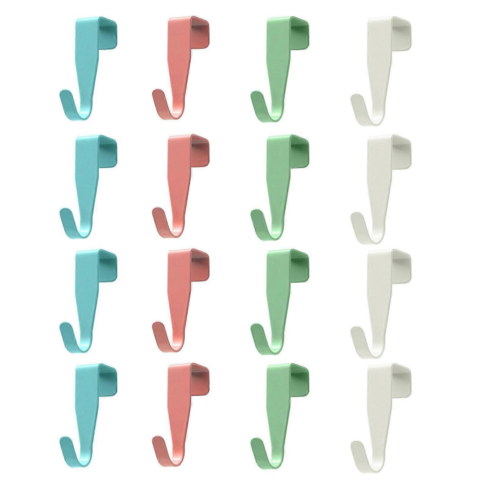 16-Piece Cabinet Door Hooks Set for Easy Installation and Removal, Multi-Color, Ideal for Clothing and Kitchen Use