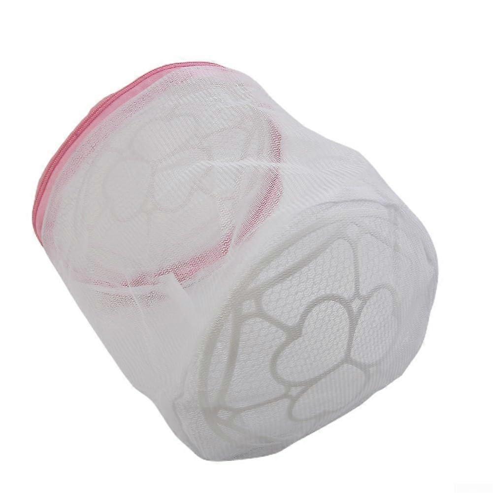 Pinker mesh laundry bag, keeps delicate bras and underwear.