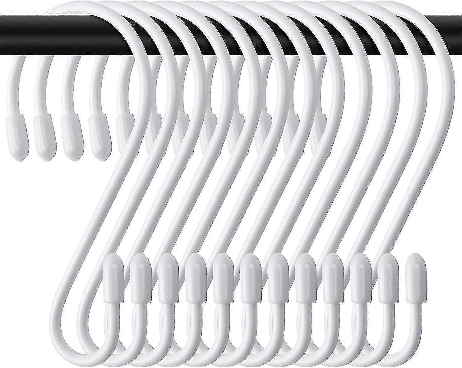12-Pack White S-Hooks - 8cm 5kg Capacity for Kitchen/Bathroom