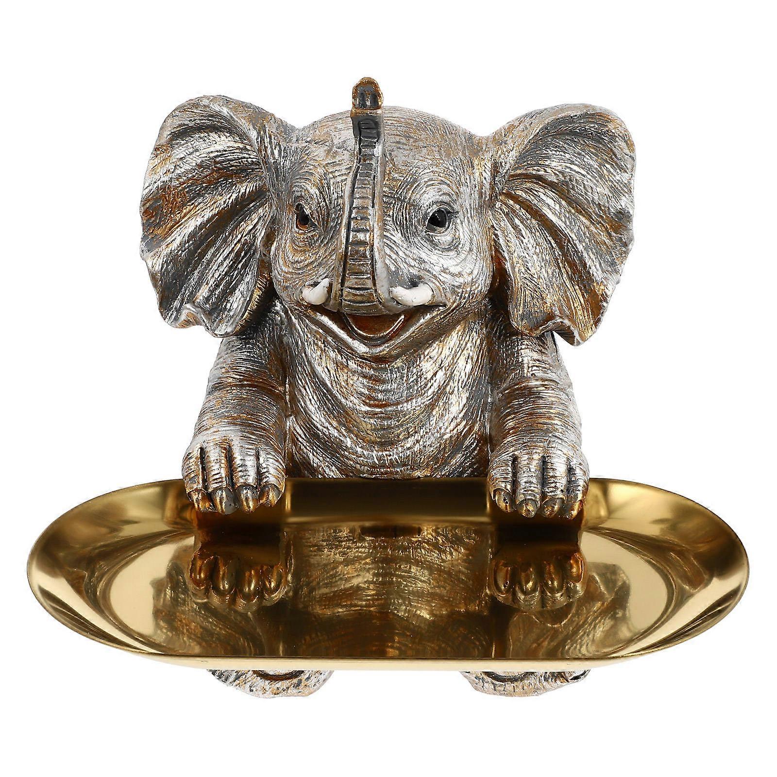 1 Set Resin Elephant Tray with Elephant Model and Ornament