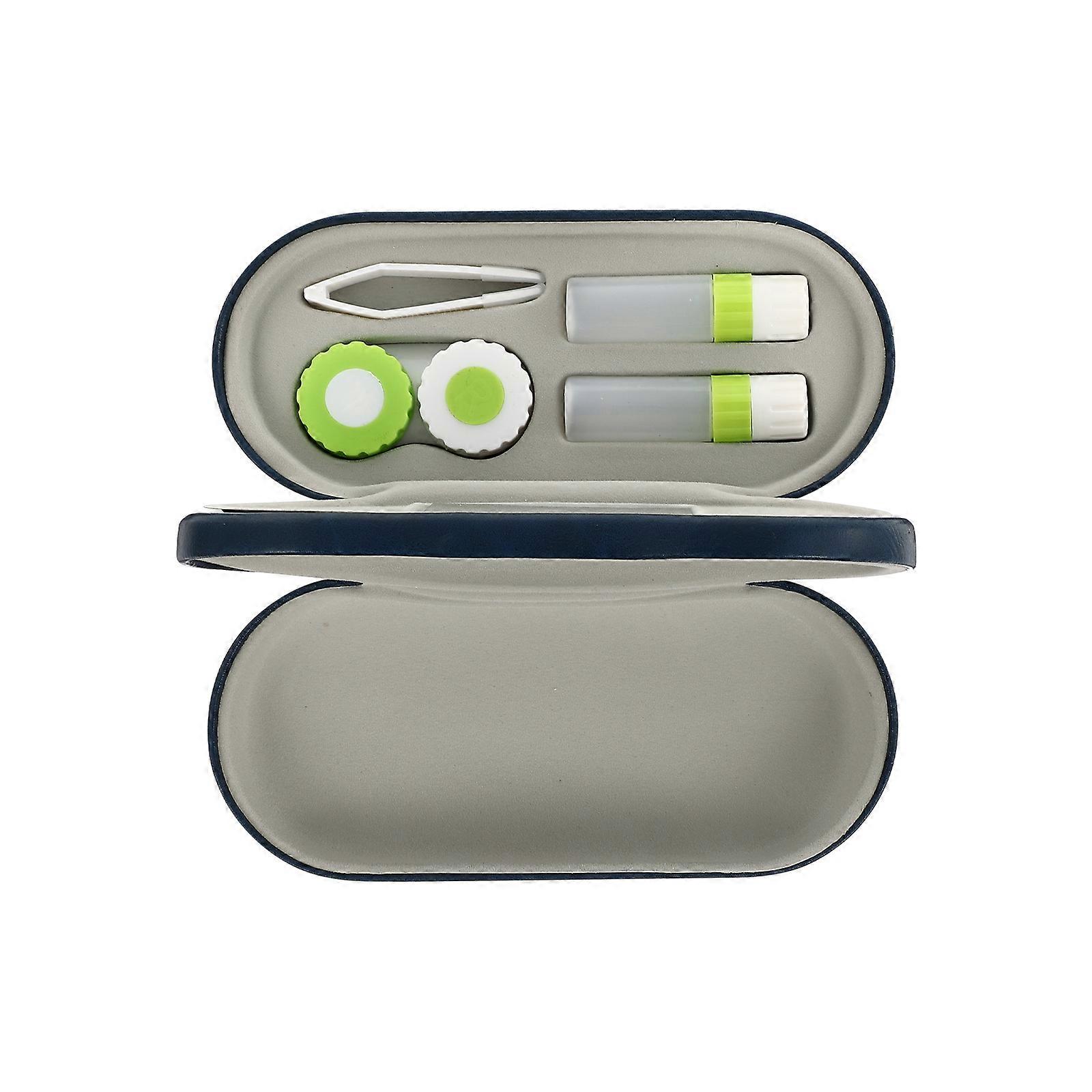 Portable Dual Sided Glasses and Case Compact Spectacle Storage Box for Travel, Hiking, Office Use Creative Design, Blue