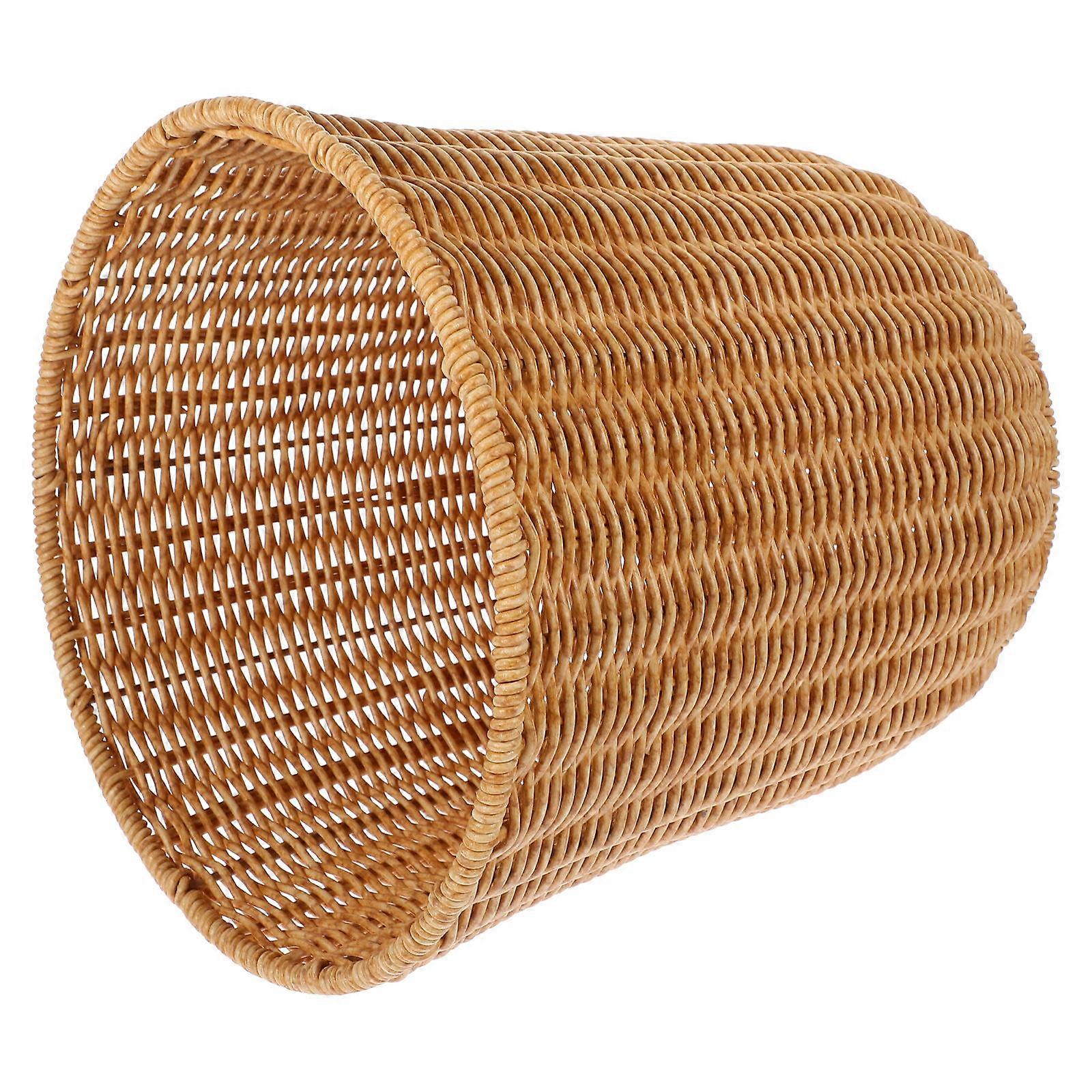 Woven Basket Household Wastebasket 1 Set Imitation Rattan Trash Basket Storage Holder
