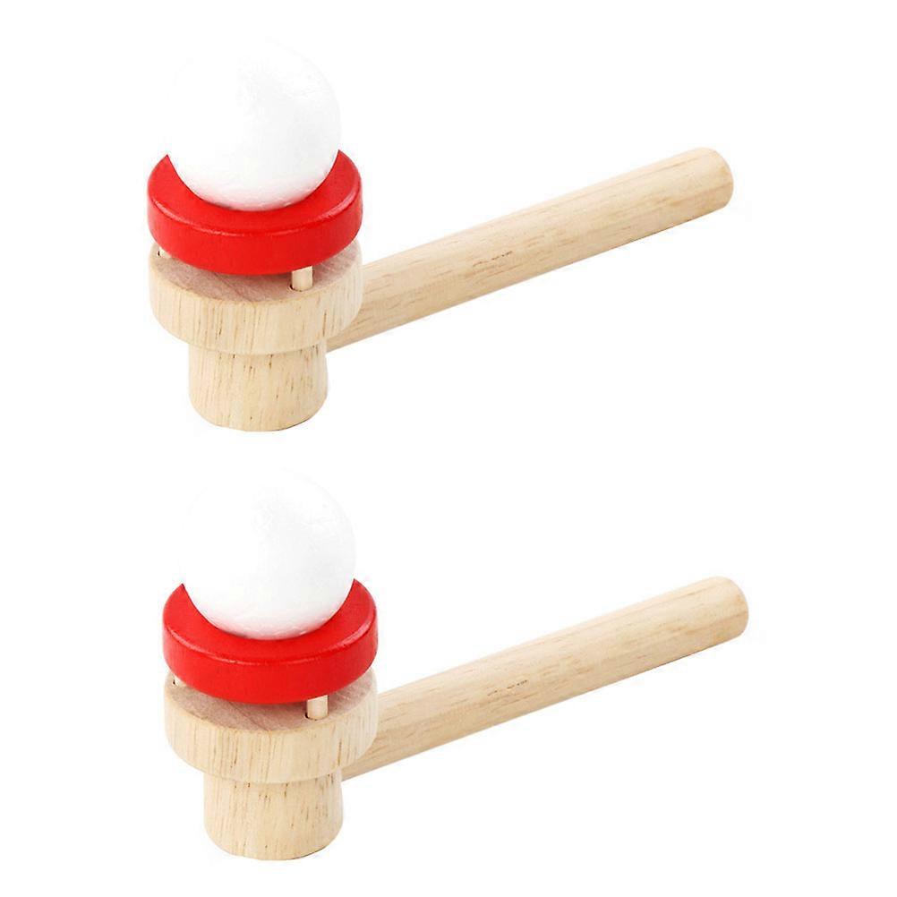Suspended Toys Air Blowing Game Wooden Ball Indoor Play Light Brown 14.00X4.00X3.50CM Breathing Exercise 2Pcs