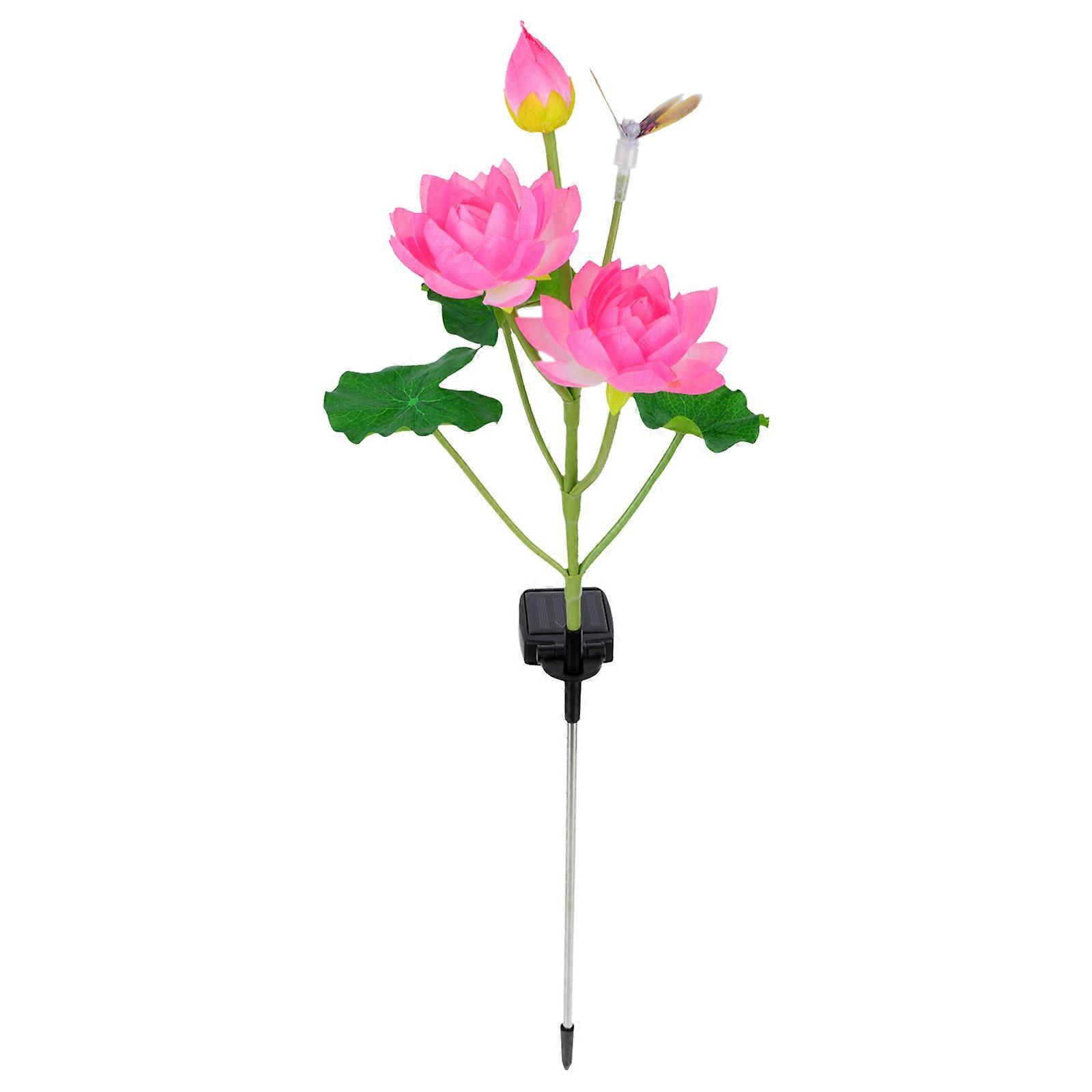 Pink Solar Flower Light for Decoration Use with Waterproof Garden Lamp Post and Warm Atmosphere Creating Night Effect