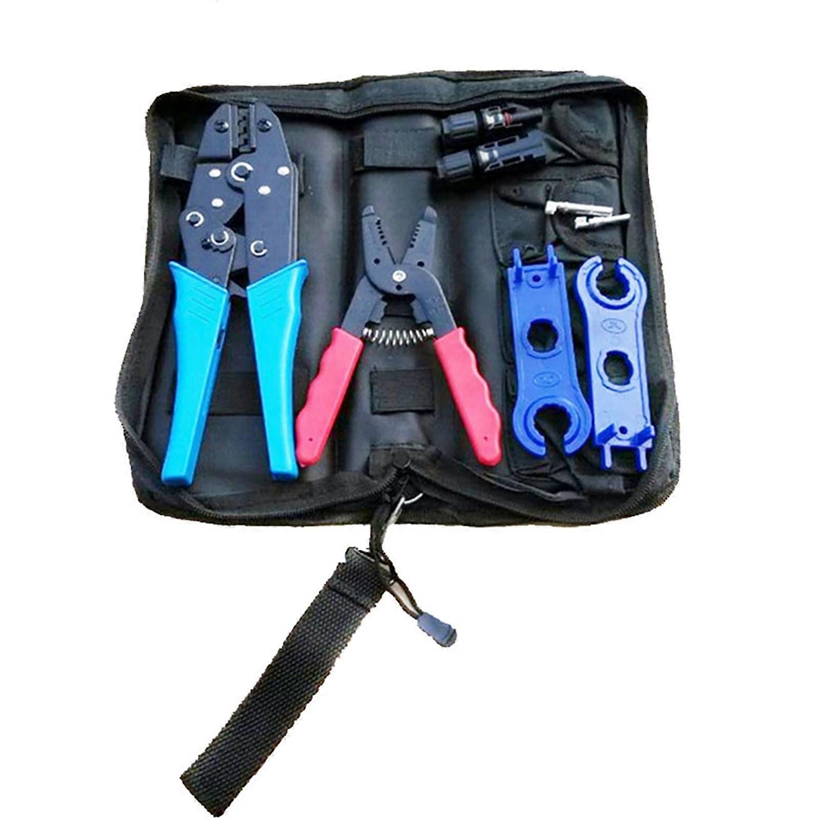 Crimping Tools for Panel PV Cable Include 1 Pair Solar Connector, Stripper, Spanner, Crimper, Bag Assembly Wrench Tool Kit