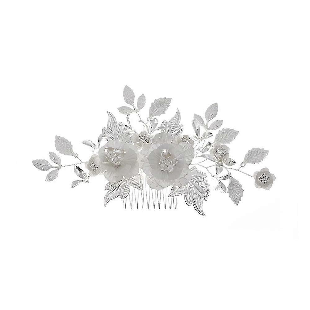 Flower Bridal Hair Comb Silver-Plated Handmade Cubic Zirconia Wedding Hair Accessory for Brides and Bridesmaids