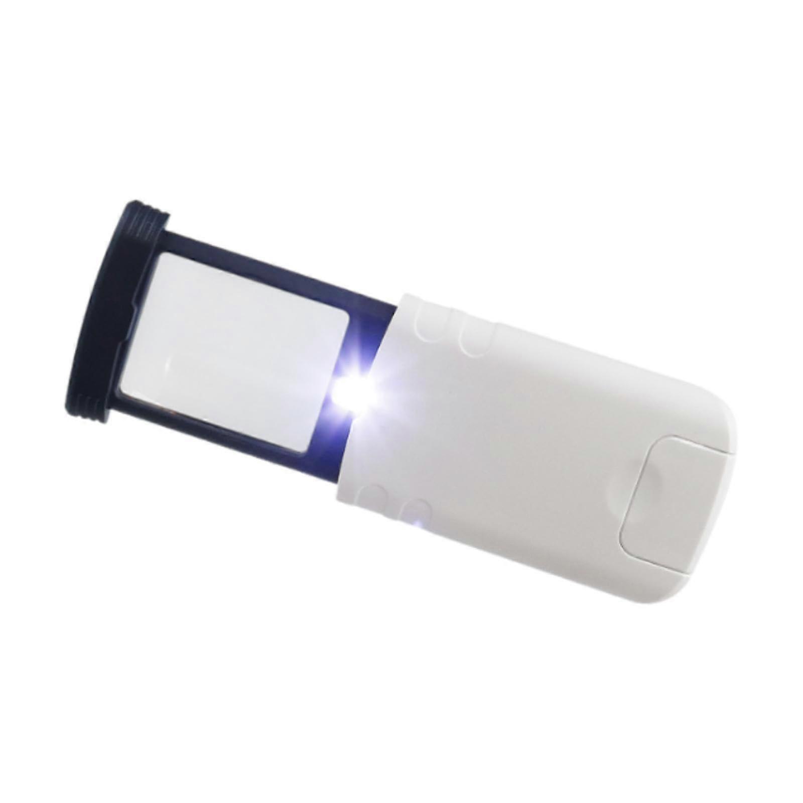 LED Magnifier Glass Assessment Magnifier 4X Portable Rectangle LED Reading Aid Pull Out Magnifier for Travel