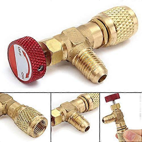 1 x R410A Refrigerant Charge Valve 1/4'  5/16' Copper Flow Control Valves for Charging Hose Red Rotary Knob