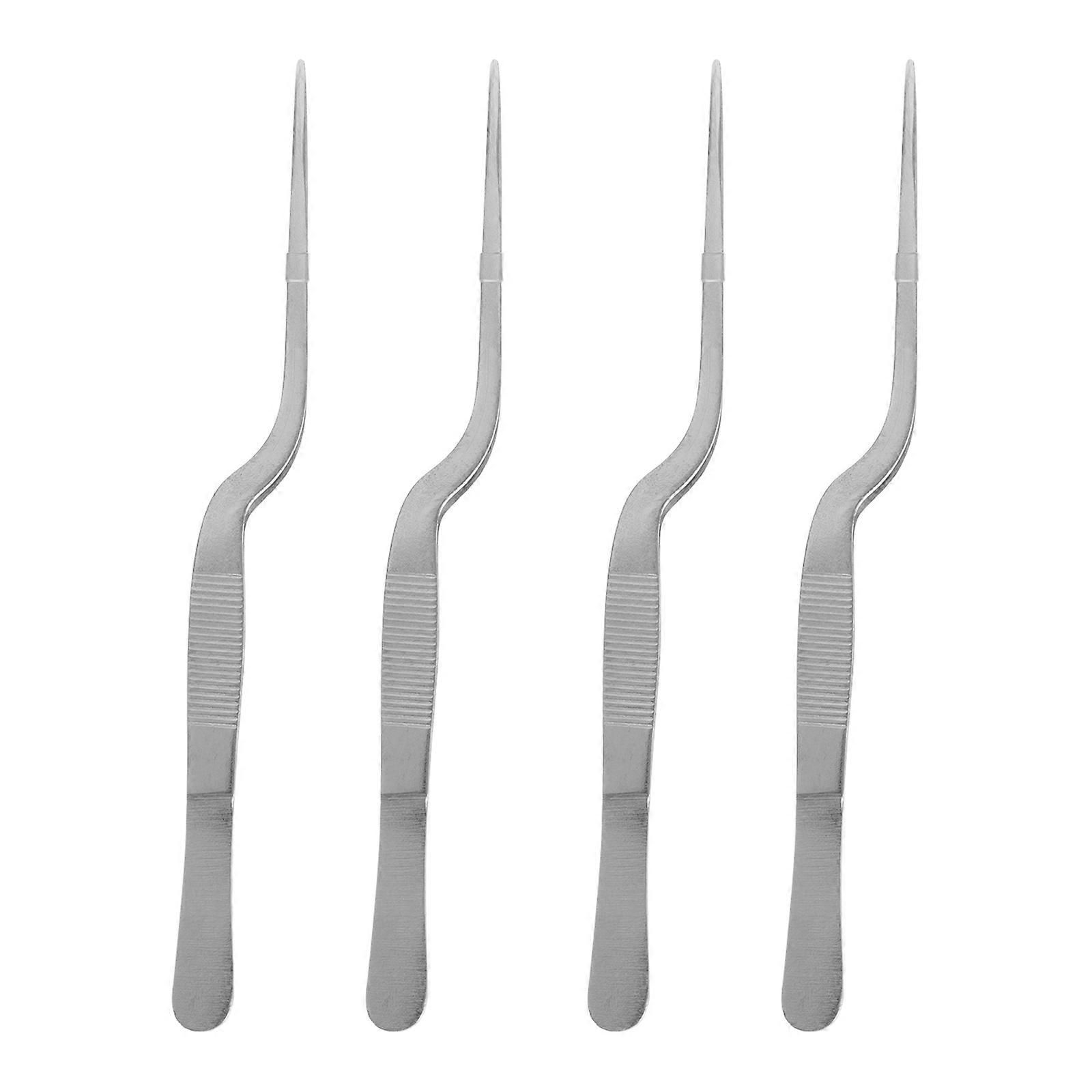 Precision Tweezers Set Stainless Steel Ent Tool Comfortable Design Silver 14Cm For Home Use 1Set