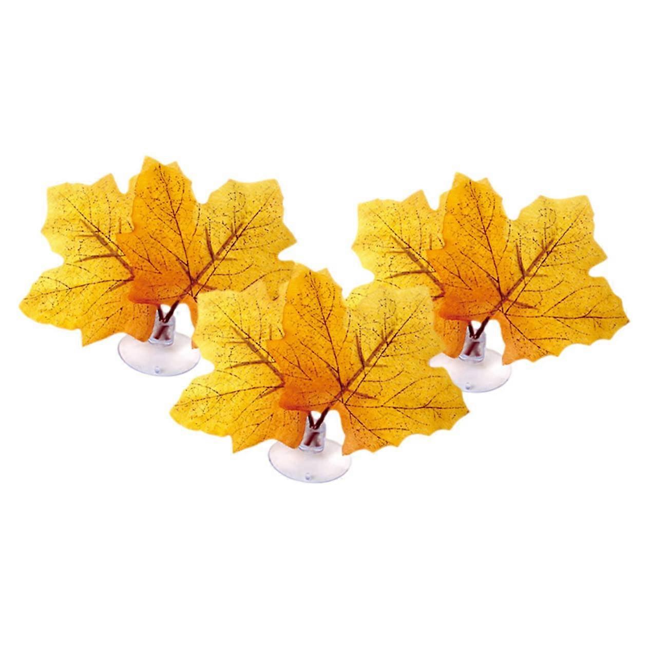 Artificial Water Plants for Aquariums - 3 Piece Set, Vivid Faux Aquarium Decorations, Easy Care, Autumn Style