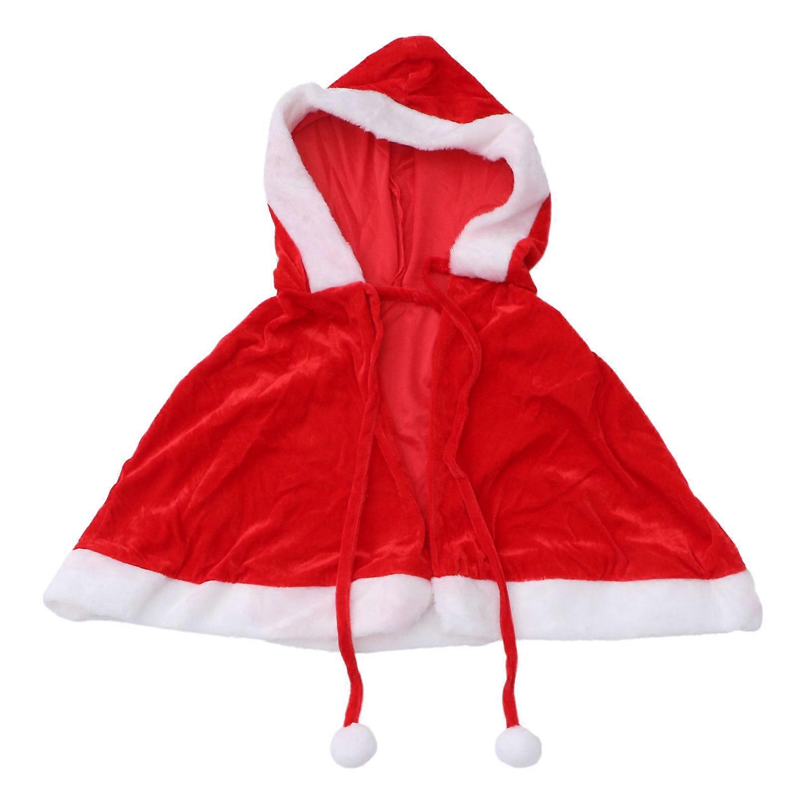 Christmas Red Plush Hooded Shawl for Women – Soft, Breathable Tippet for Party Wear with Classic Holiday Design