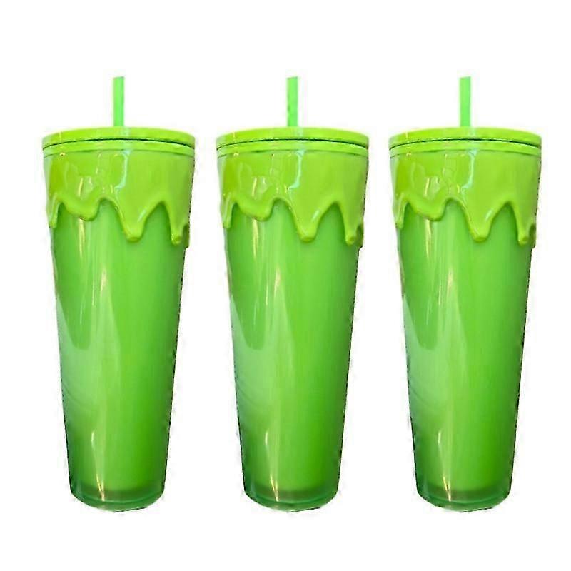 Large Capacity Double Layer Plastic Water Straw Cup