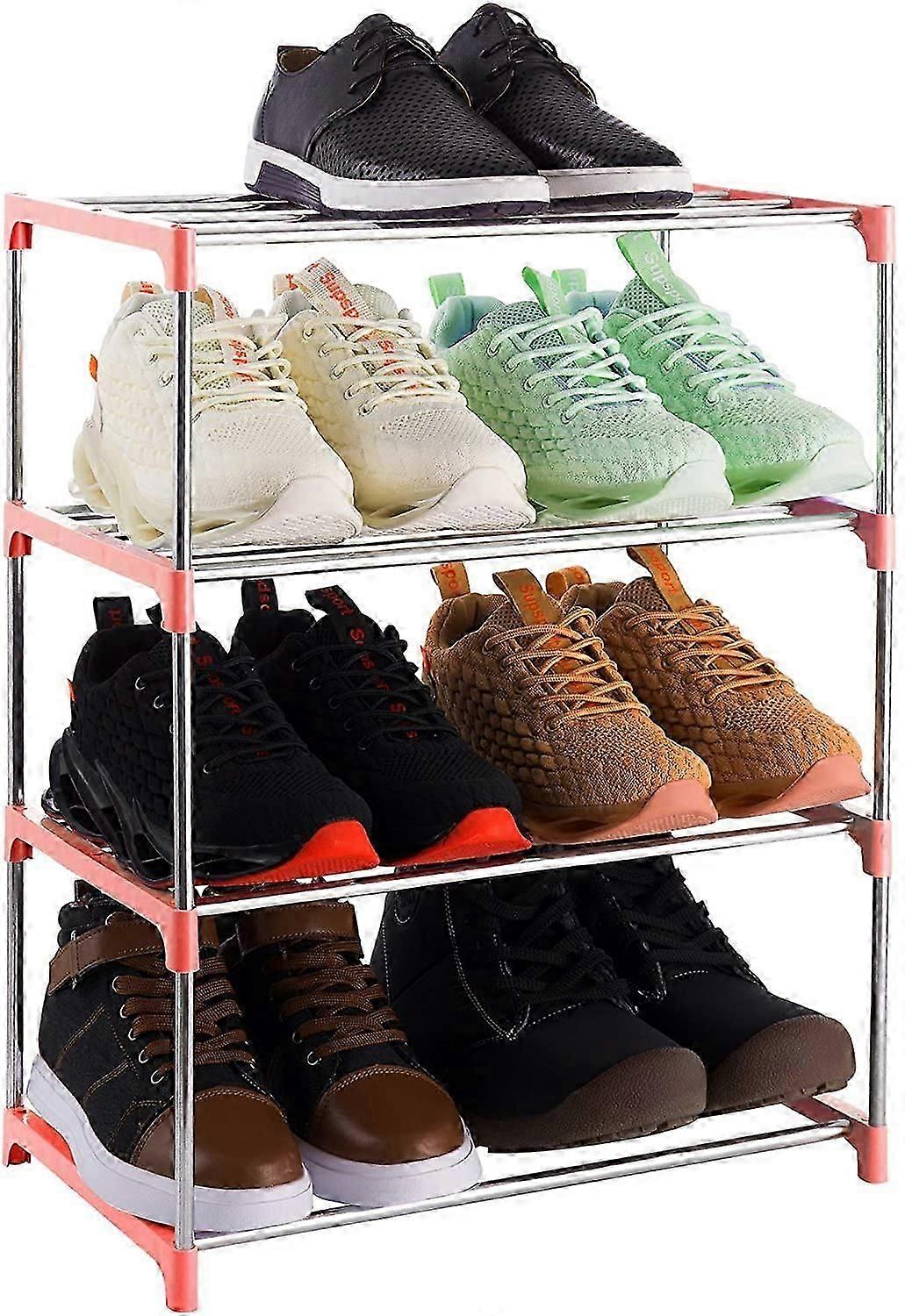 Compact 4-Tier Stackable Shoe Rack for British Hallway or Closet