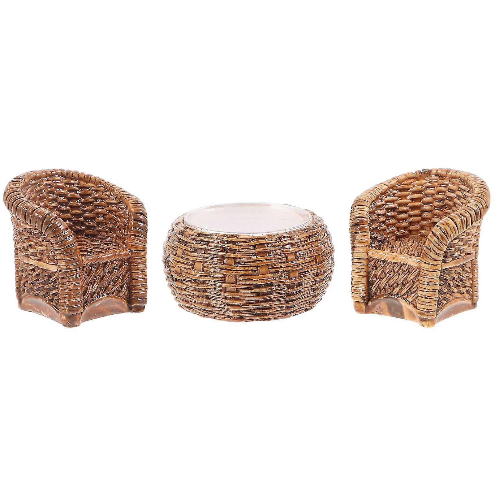 ドールハウス家具1セット織テーブルチェアモデルセットミニチュアドールハウスアクセサリー