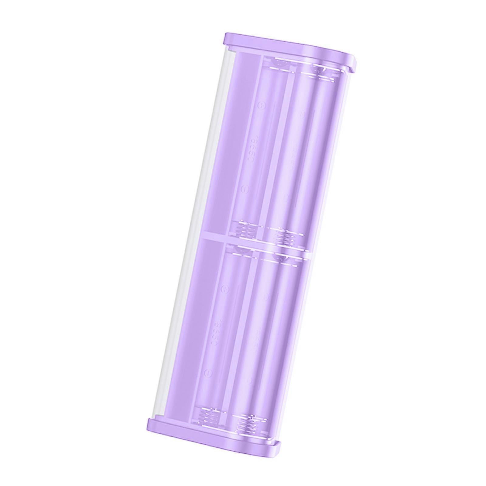 6x18650 DIY Power Battey Case Transparent Removable Enclosure Box For Fast Charging with Camping Light  Purple