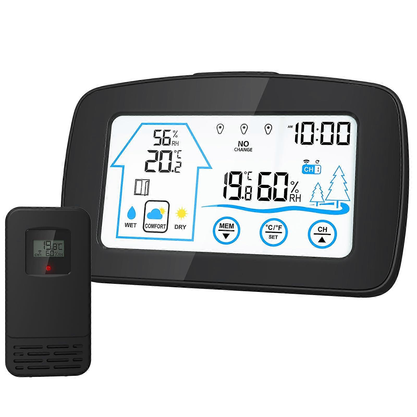 Digital Touch Screen Weather Station with Backlight, Smart Weather Clock