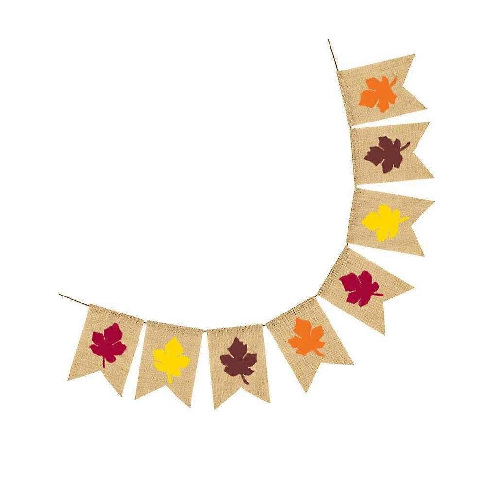 Thanksgiving Banner with Assorted Color Linen Flags for Party Decorations Long