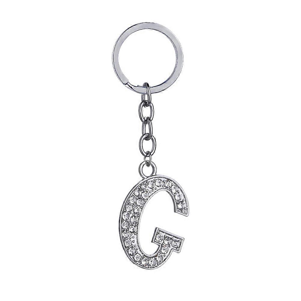 Stylish Alphabet Letter Chain with Rhinestones Decoration for Handbag Charm and Key Holding Silver Color