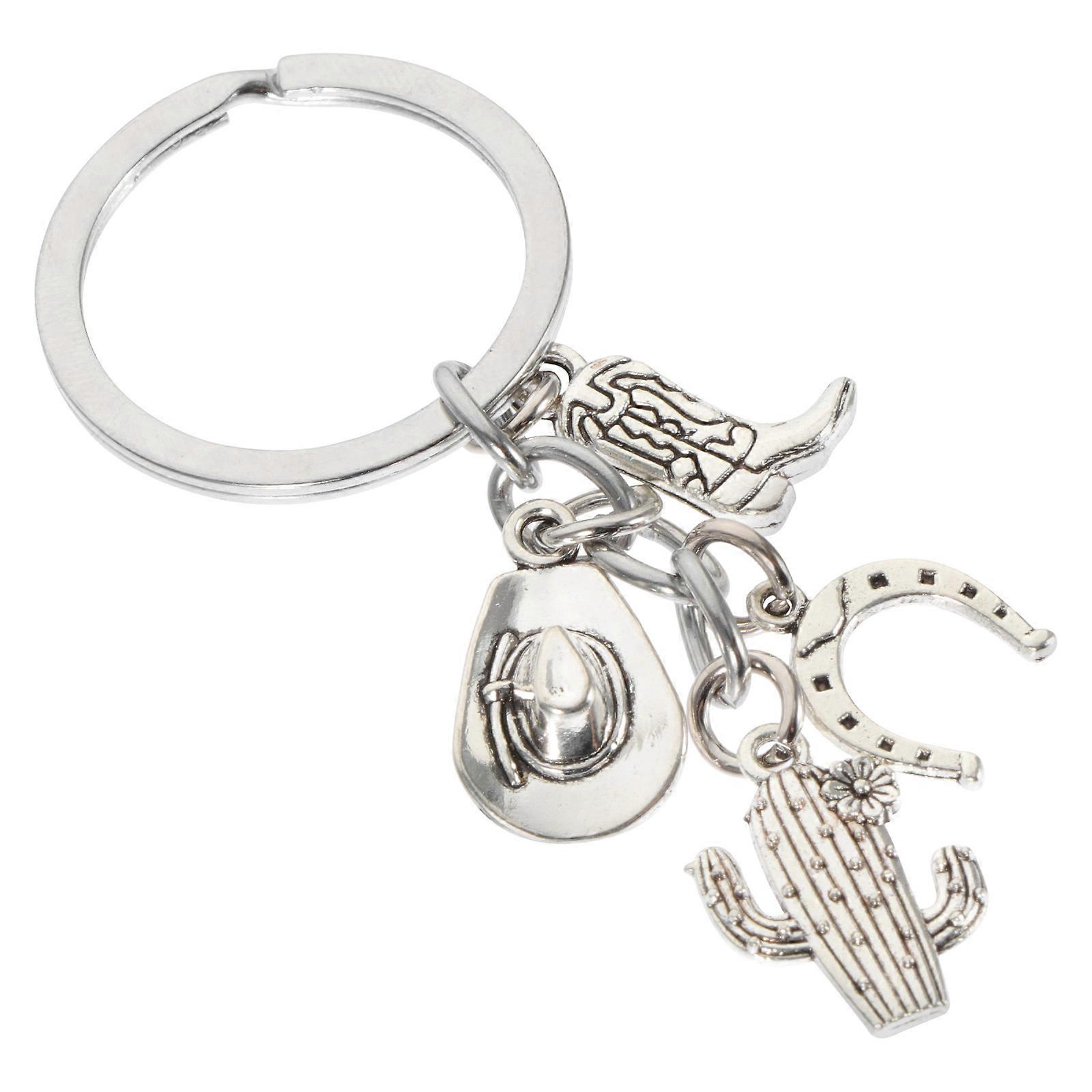 Cowboy Theme Metal Key Chain for Decor with Silver Color and Ring Attachment 3.5 Inch