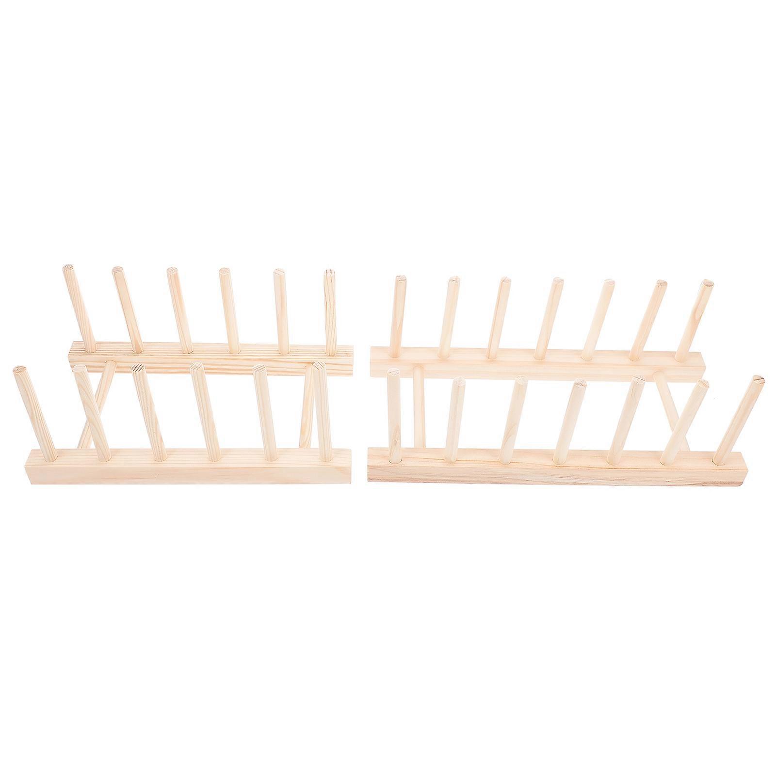 2Pcs Versatile Wood Shelf for Bowls and Dishes in Home Organization