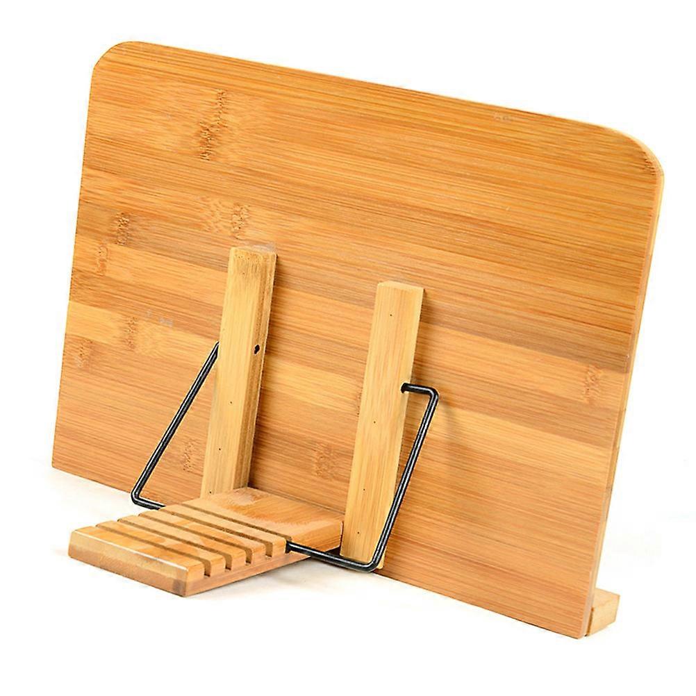 Bamboo Book Stand for Holding Books Chocolate Color Stable and Rugged with 5 Grooves for Different Angles 28x20cm