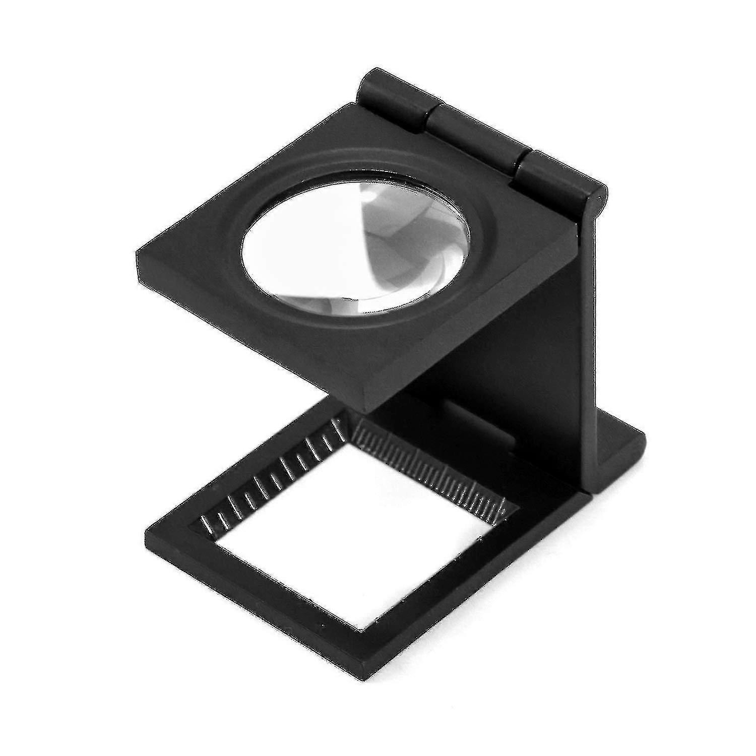 10X Mini Folding Magnifier Glass with Scale - Metal Thread Counter for Soldering & Sewing - Compact Magnifying Tool