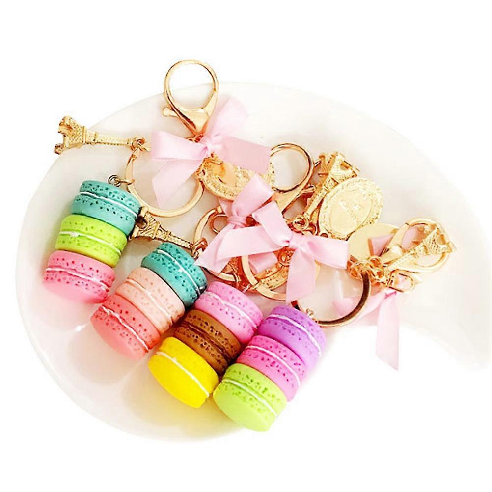Macarons Model Keychain with Eiffel Tower Pendant Decoration for Car Home Bag Multi Color