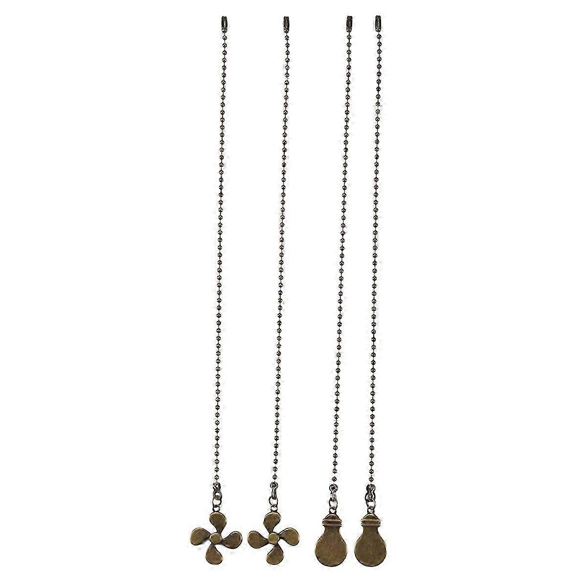 4Pcs Ceiling Fan Pull Chain Set,Bulb and Fan Pattern Pull Chain Extension Fan Pull Chain Pendant 12