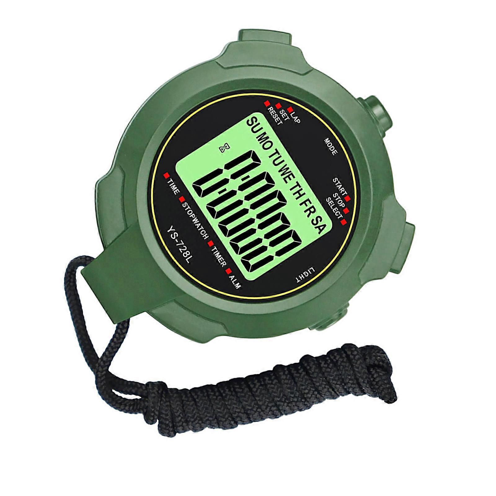 Digital Running Timer Electronic Handheld Sports Stopwatch Durability Stopwatch Watch Timer Tool  Green
