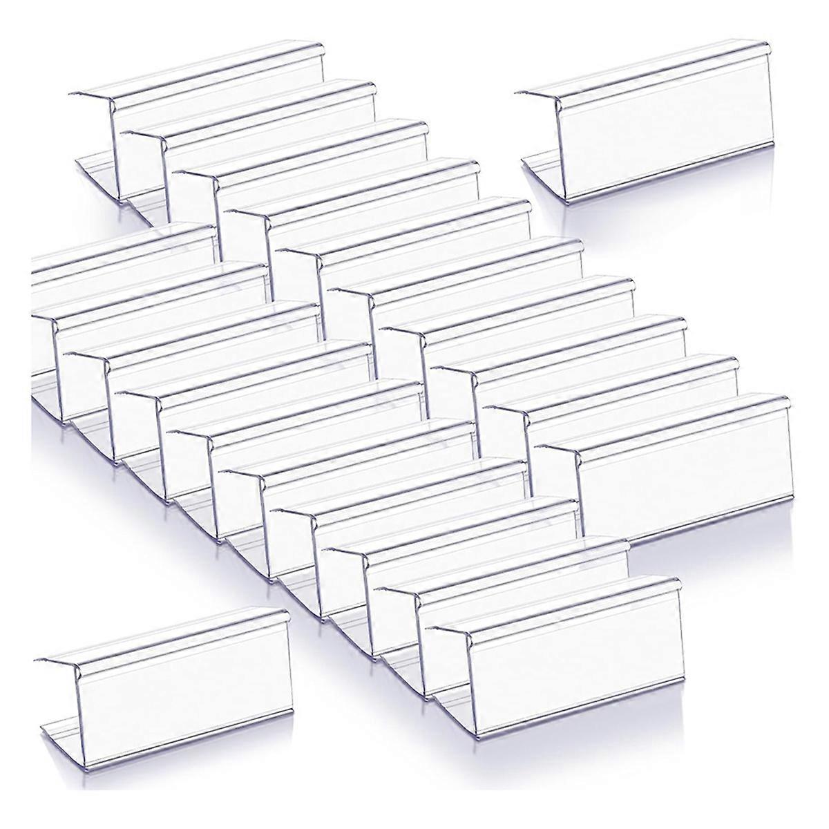 100 Pcs Wood Shelf Label Holders Clear Plastic Price Tag 2.4 in L X 1 in H for Bookshelf Shelves, W