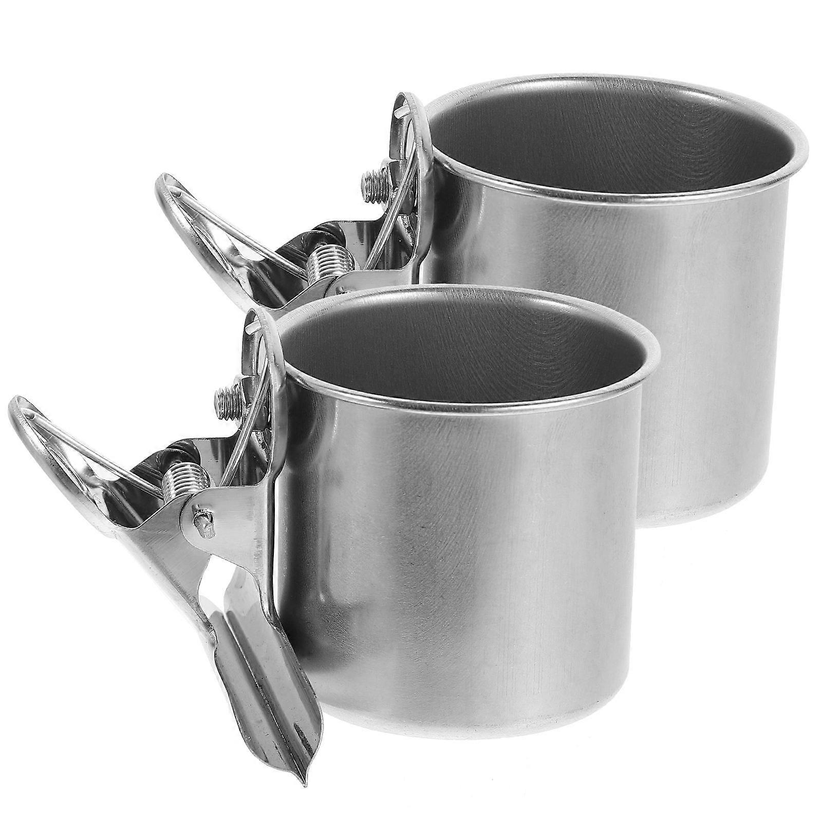 Stainless Steel Bird Food Cup for Kitchen Use Easy to Clean and Reusable 2 Pcs Silver