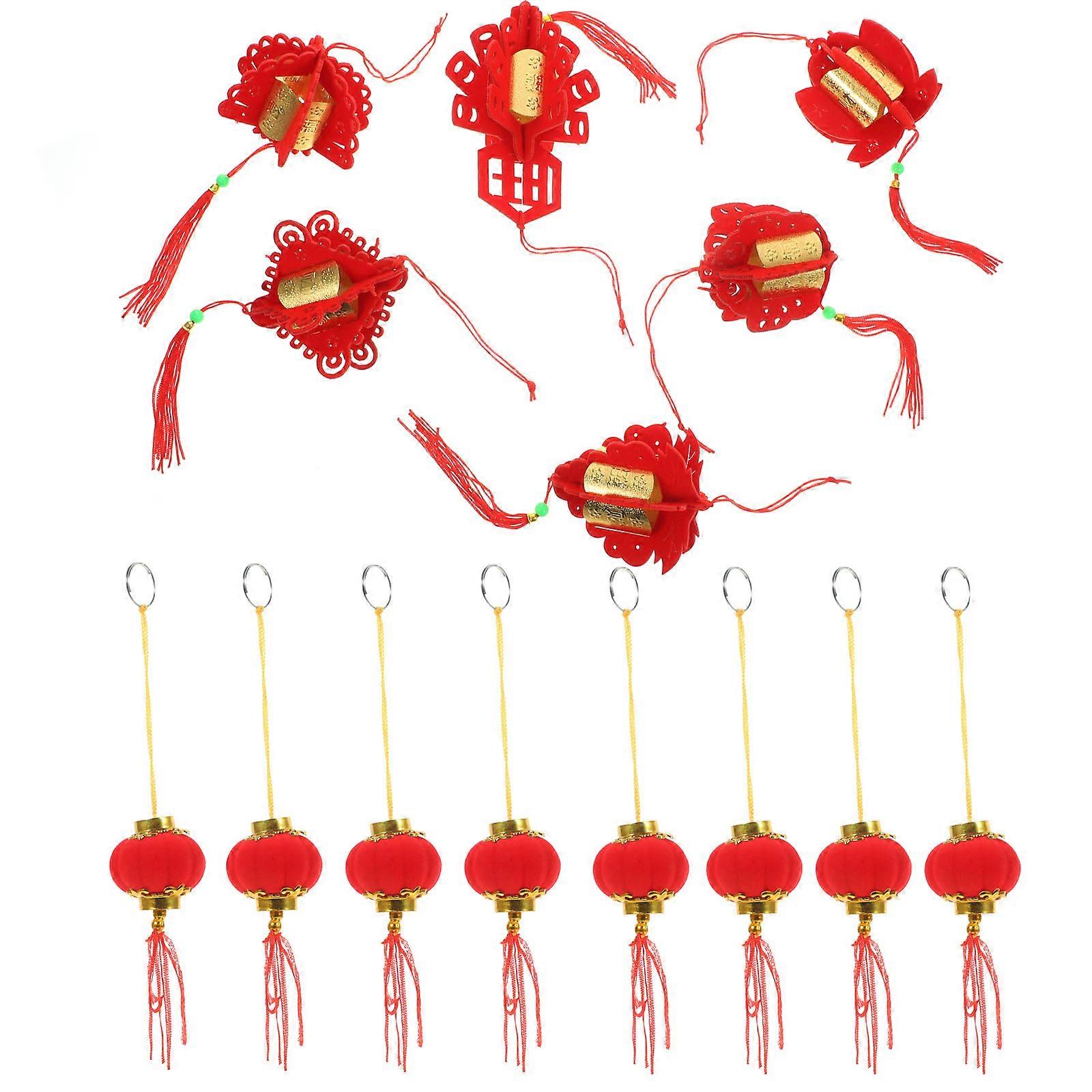 Chinese Style New Year Pendant with Red Color and Festival Atmosphere for Home Decor paper and flocked cloth