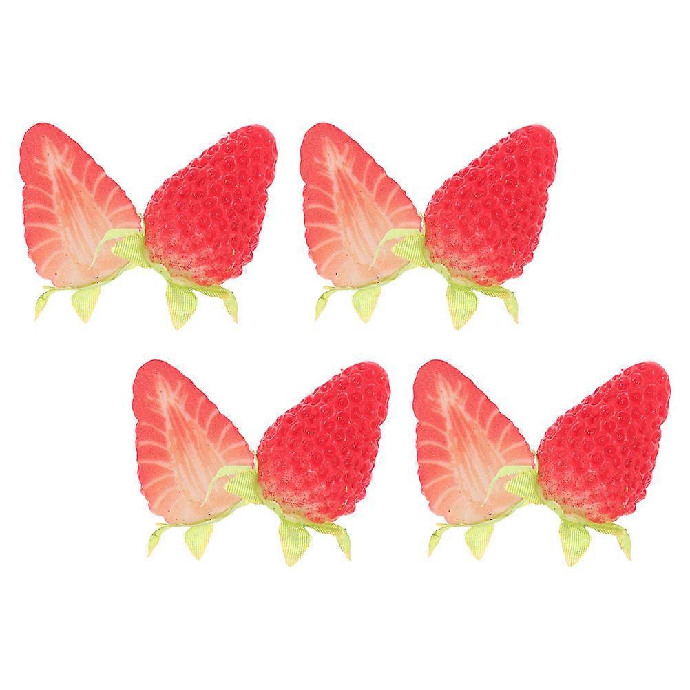 Artificial Strawberry Simulation Half Strawberry Models Photography Props Home Decor Red 3.80X2.50X1.50CM 8Pcs