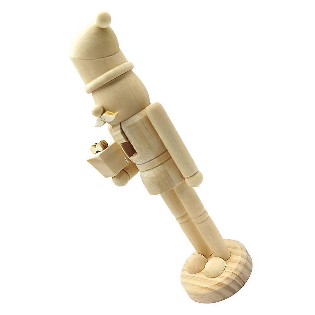 Paintable Wooden Nutcracker Doll for Christmas Decoration – DIY Blank Xmas Figure with Stable Base, Traditional Holiday Table Centerpiece, Unfinished