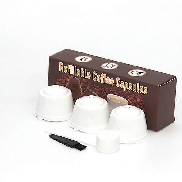 Reusable Coffee Filter Capsule for Nescafe Dolce Gusto Brewers, 3-Pack (White)