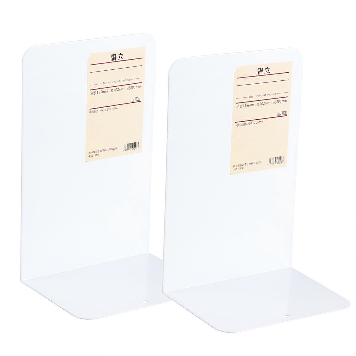 White Metal Bookends Pair for Holding Books with Anti-Slip Base and Adjustable Design 7.5 Inches