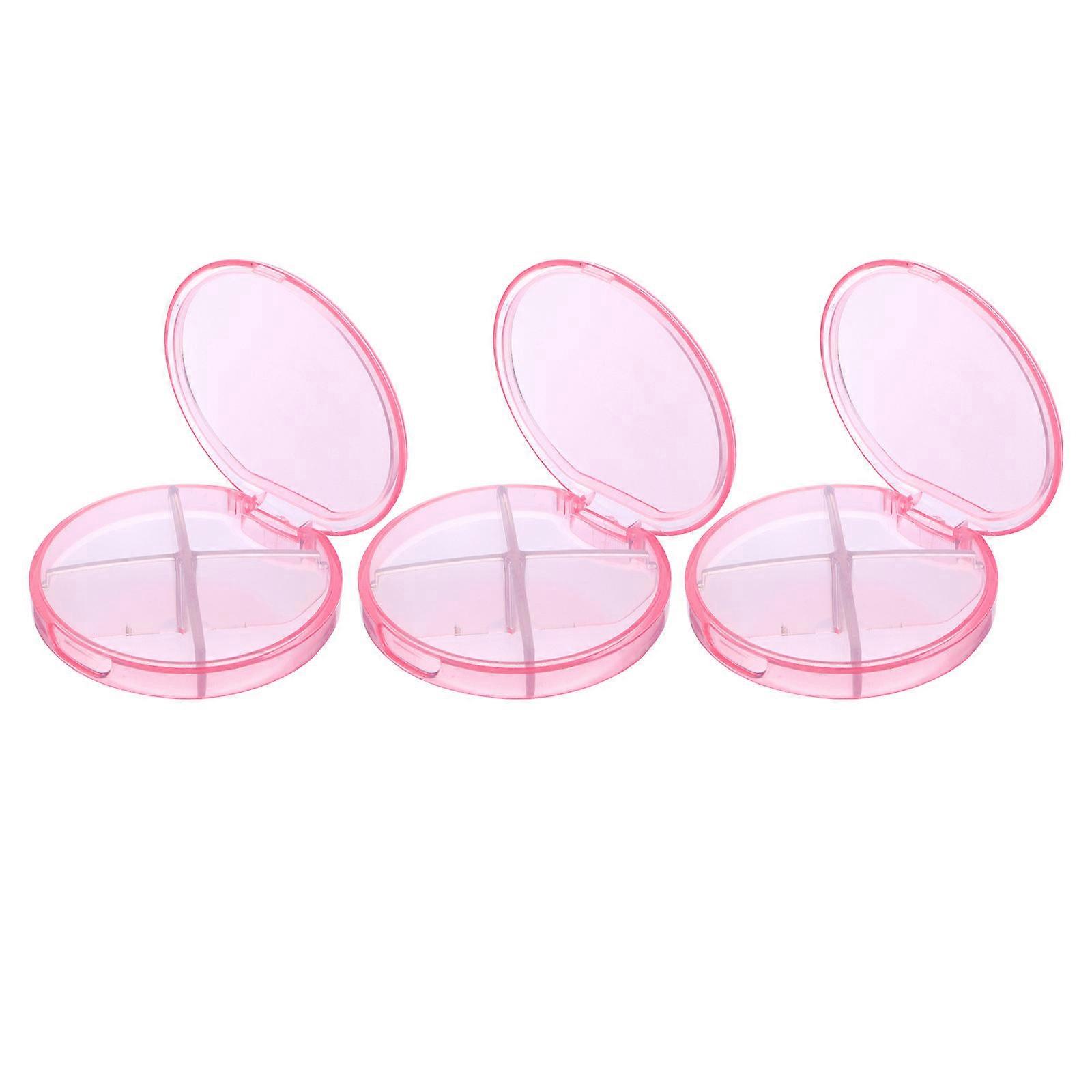 Pink Portable Storage Case for Medicine and Jewelry with 4 Compartments Made of Durable Plastic