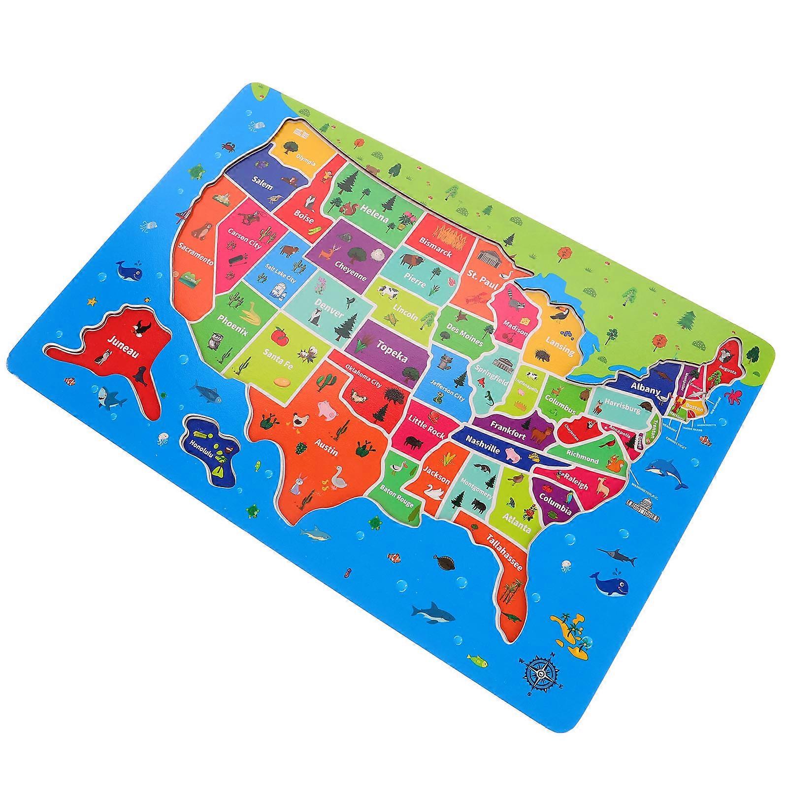 USA Map puzzle for Kids Educational Wooden Jigsaw puzzle with for Classroom Playing 48 Years Old Kids