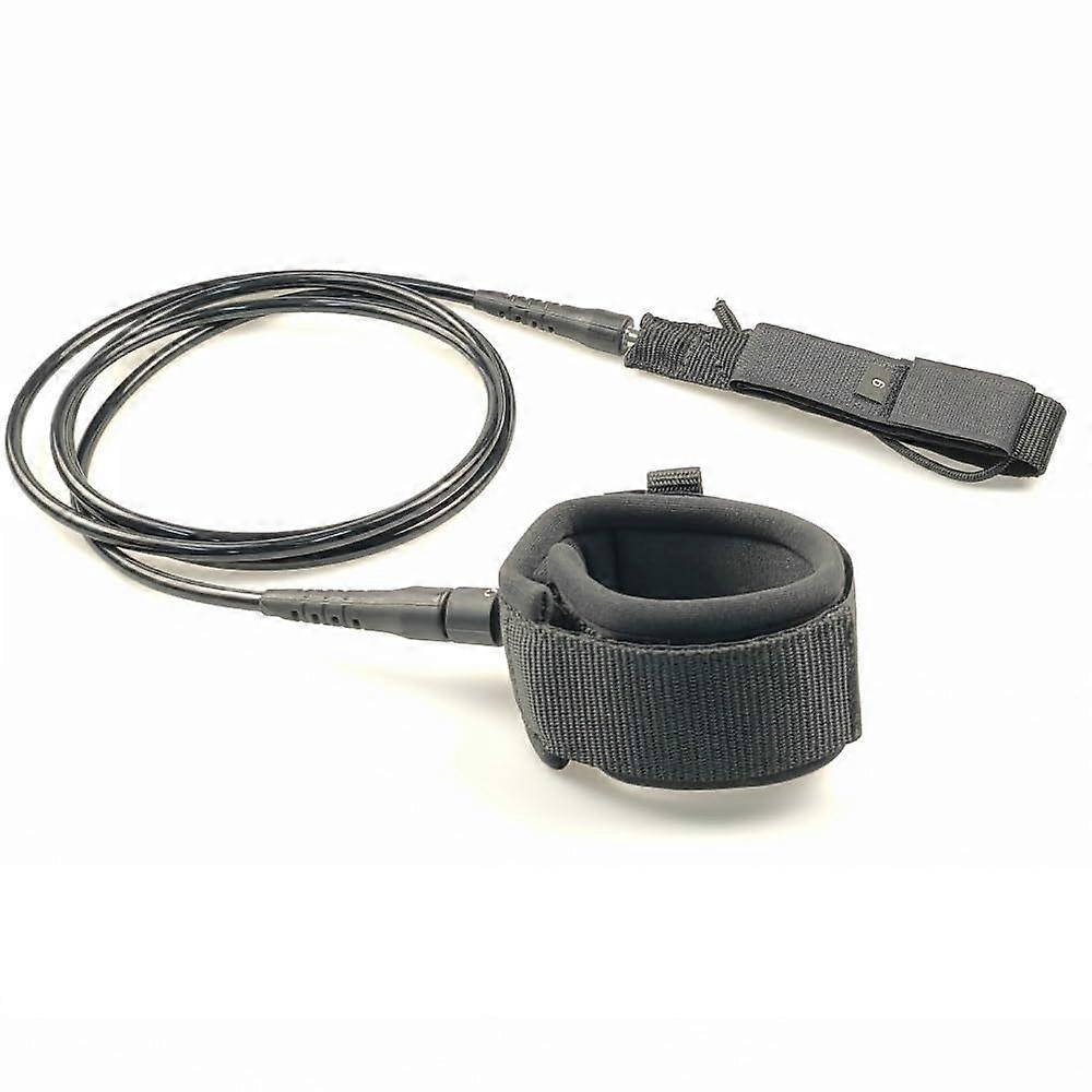 Surfboard Leash, TPU Bodyboard Leash, Wrapped Foot Loop, 6Ft7Mm, Black, Shortboard/Longboard/Paddleboard Compatible