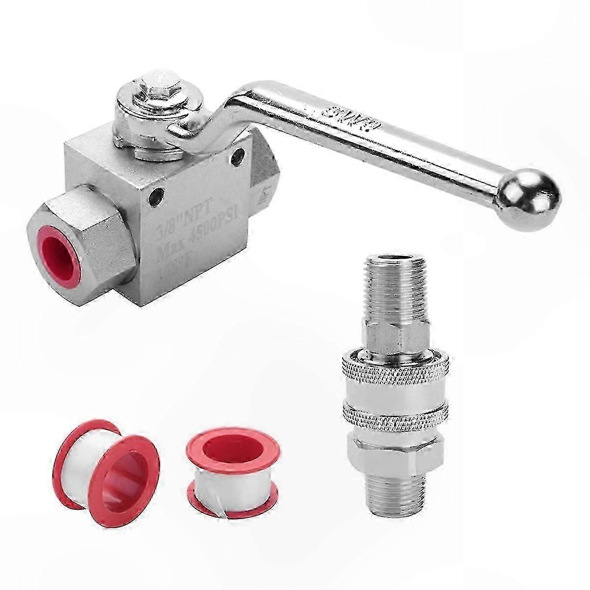 3/8 Inch Quick Connect Ball Valve Kit for High Pressure Washer Hoses up to 4500 Psi Power Washer Replacement Parts Accessory Set