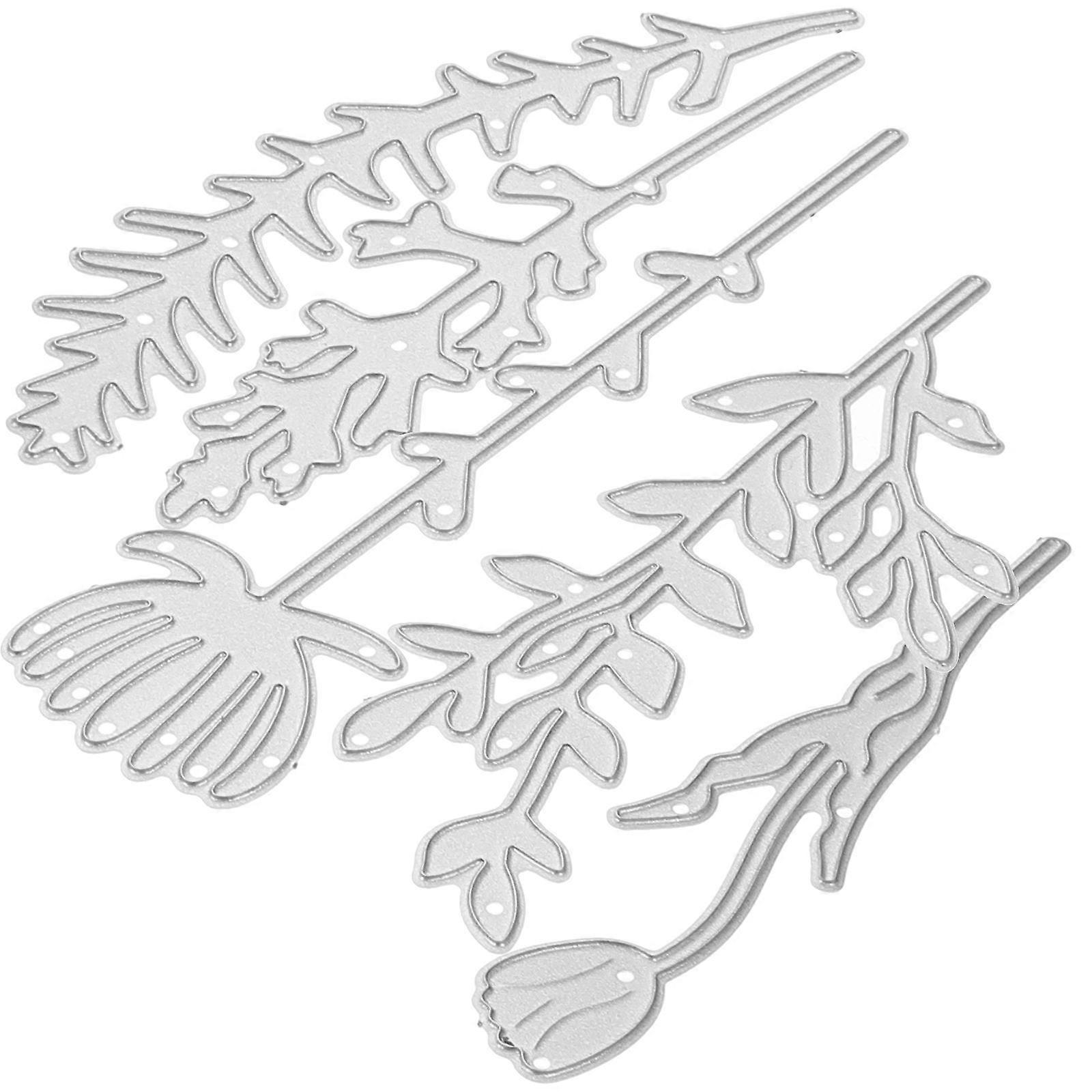 Silver Flower Leaf Shape Cutting Die 5-Pcs Embossing Tools For Children And Family DIY Craft