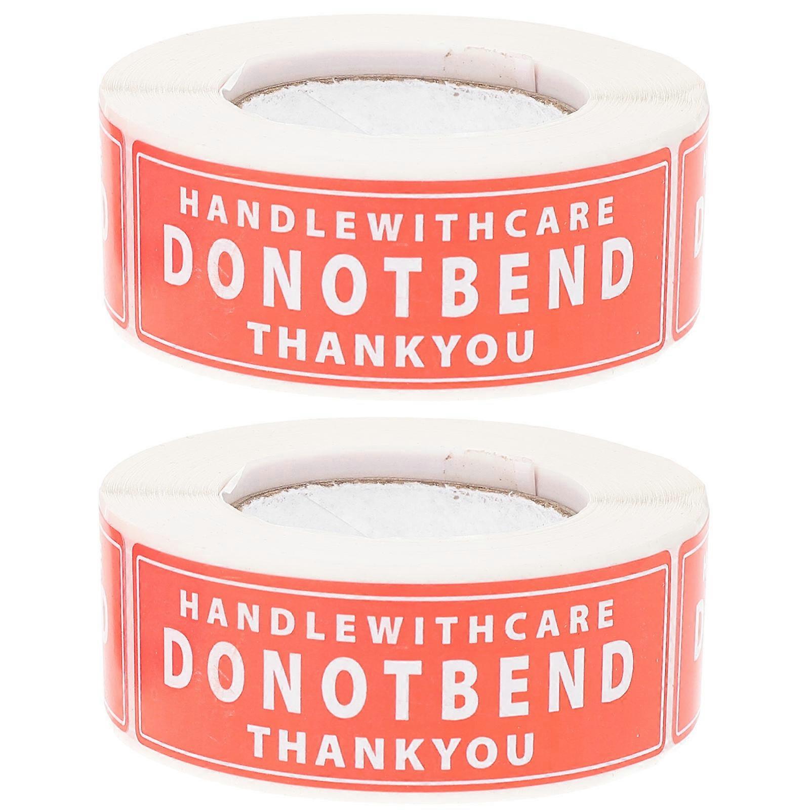 Packing Stickers 2 Rolls Do Not Bend Warning Labels For 3X3X1.1In Rectangular Strong Adhesive