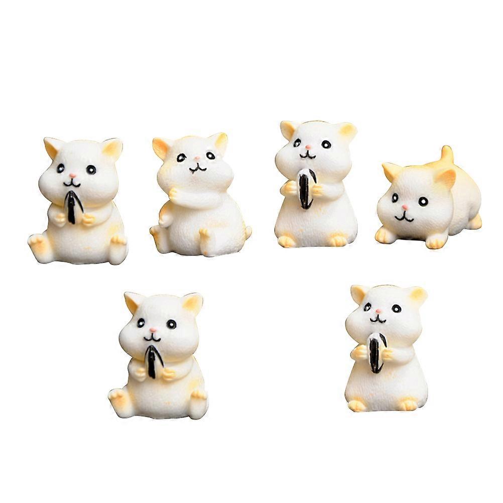 Hamster Shape Miniature Ornaments 6Pcs Ideal For Friends Gifting Occasions Made With Creative Resin Craft Design