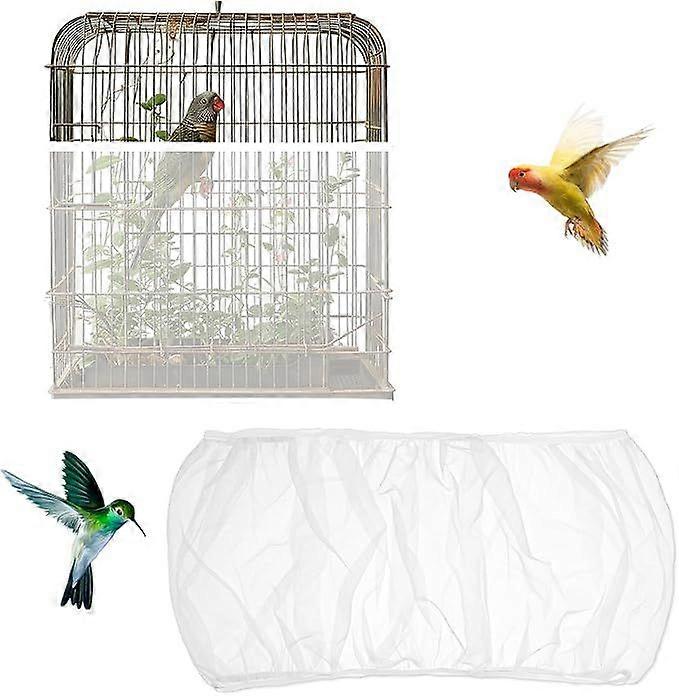 Adjustable Bird Cage Cover: Breathable Mesh Dust Guard for Parrots Cockatiels & Canaries - Reusable Universal for Large/Small Cages