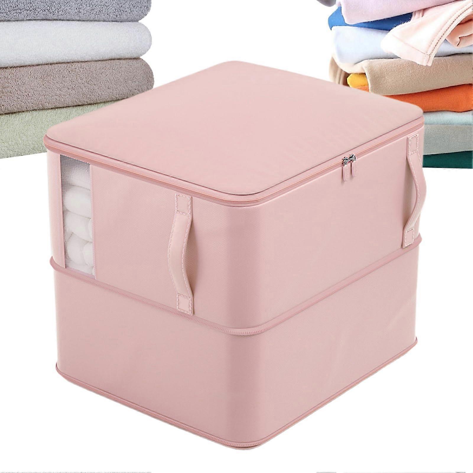 Storage bag for bedding, compression storage bag for quilts, organization pouch with transparent window for travel and students, Pink L