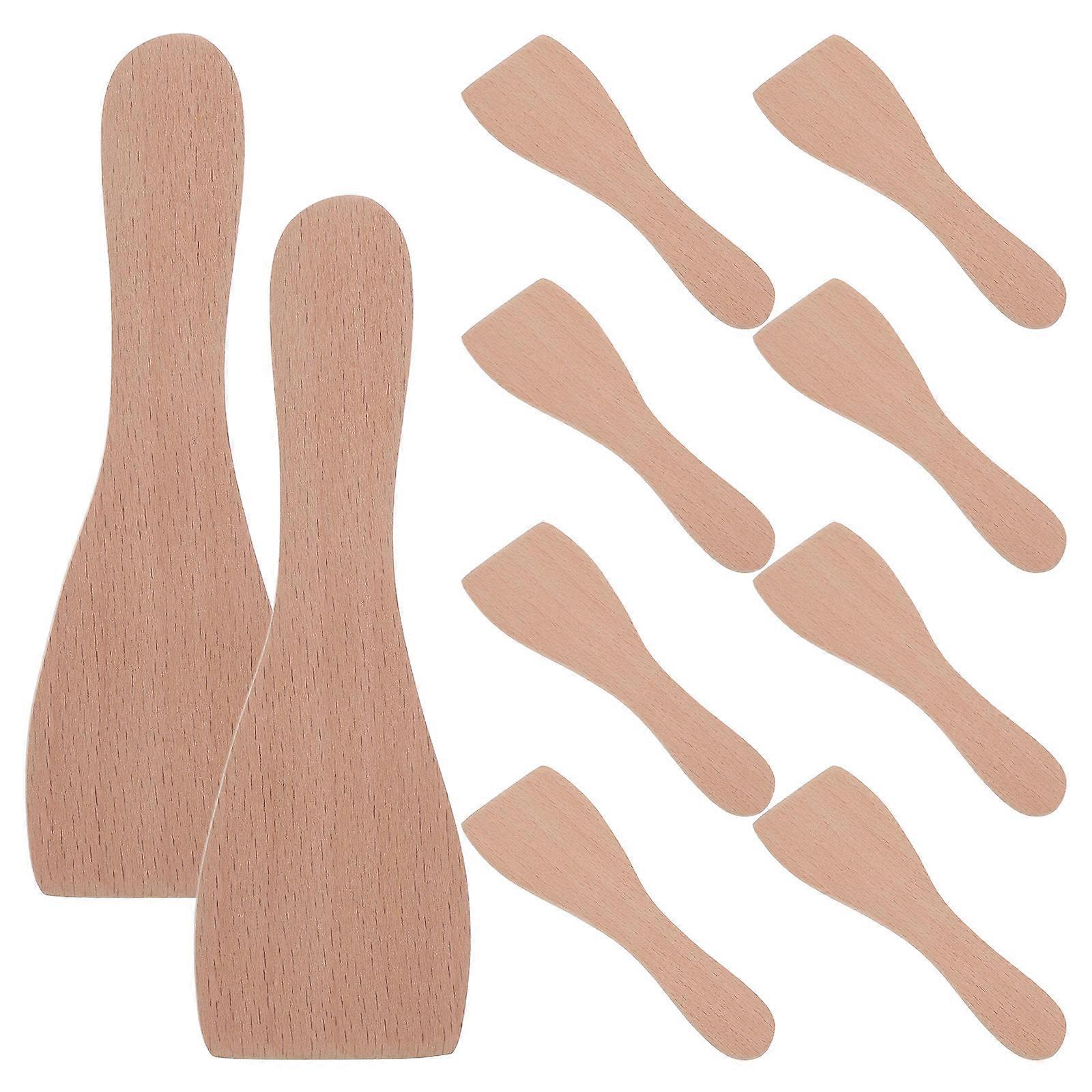 Wooden Spatula for Home Khaki Color Comfortable Handle Easy to Clean Versatile Usage 7.5 inch