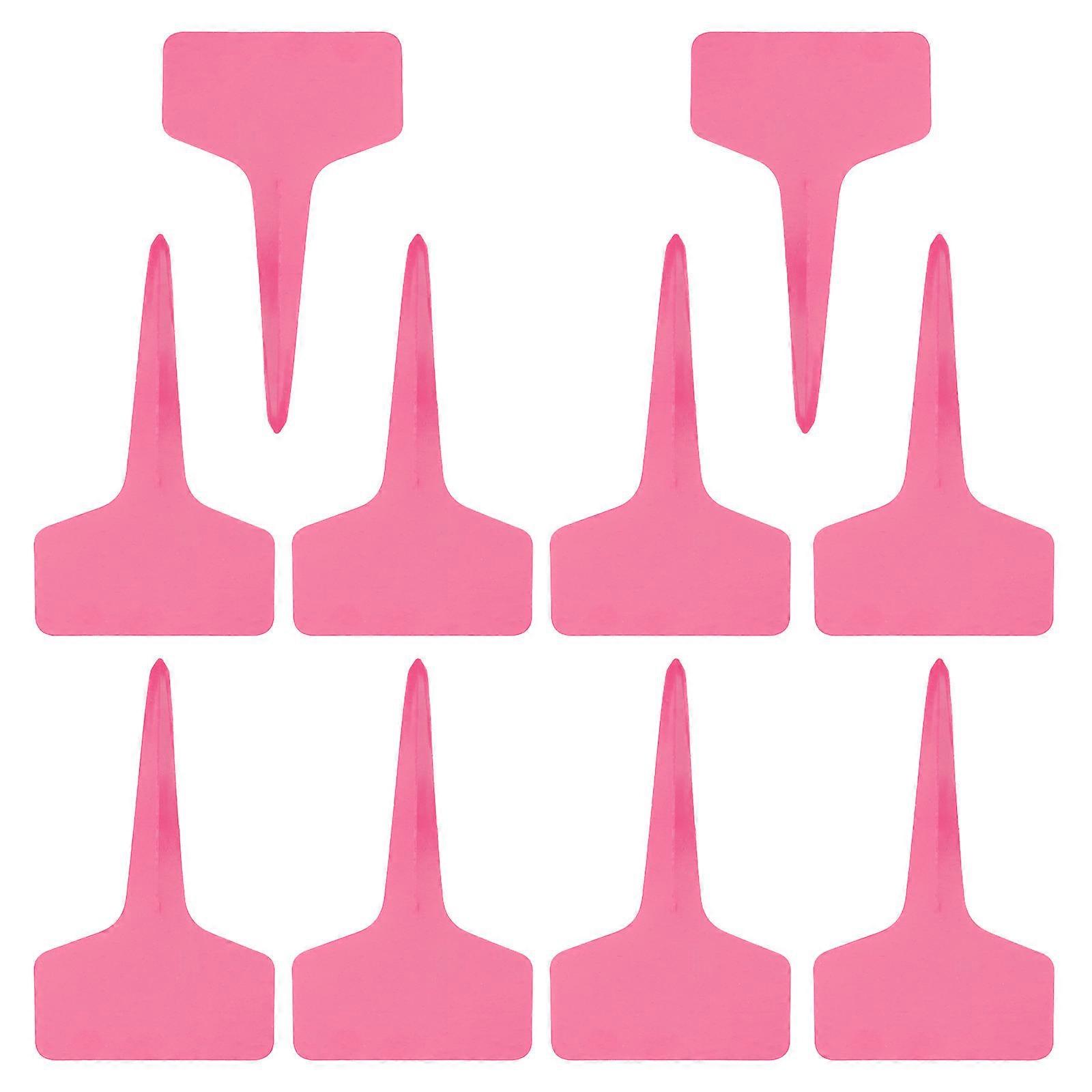 Pink PVC Plant Labels with High Performance and Durability for Garden Marking Use 100 Pieces Waterproof T Labels