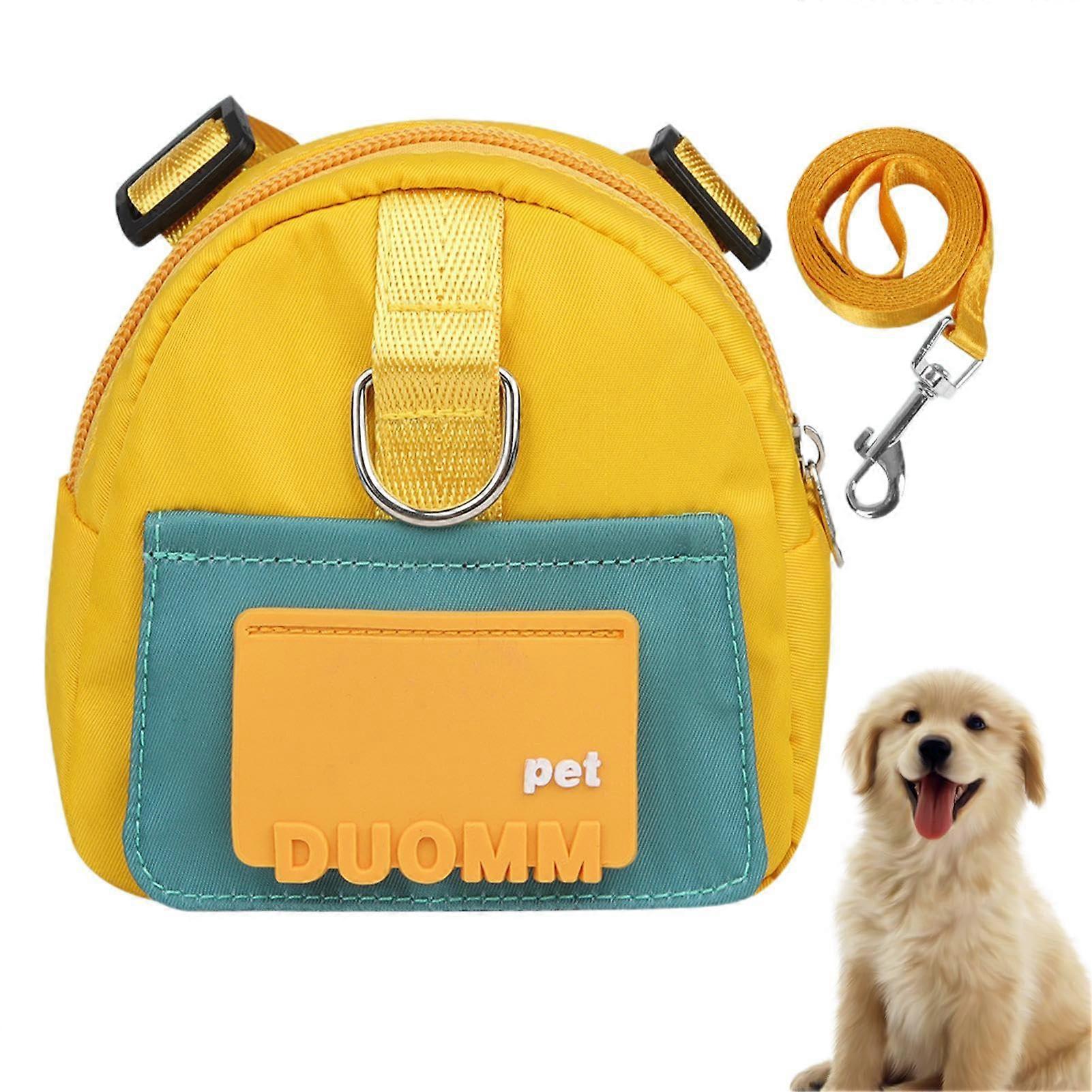 Dog Harness Backpack for Hiking, Waterproof Twill Fabric, Yellow, Size M, Widened Silky Webbing for Golden Retriever, Husky, Shiba Inu