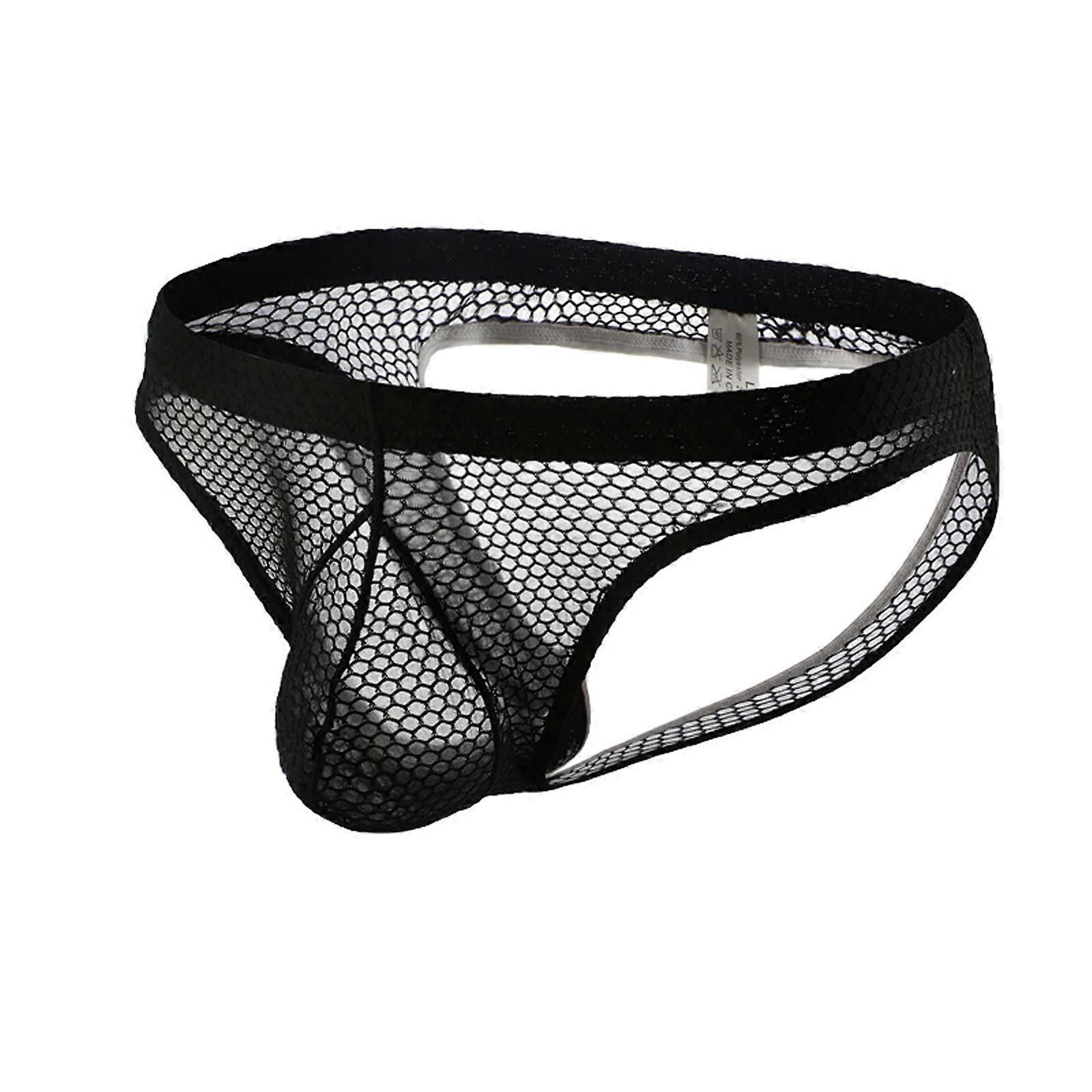 Briefs Breathable Mesh Men's Underwear Unisex Black Size XL Mesh Fabric