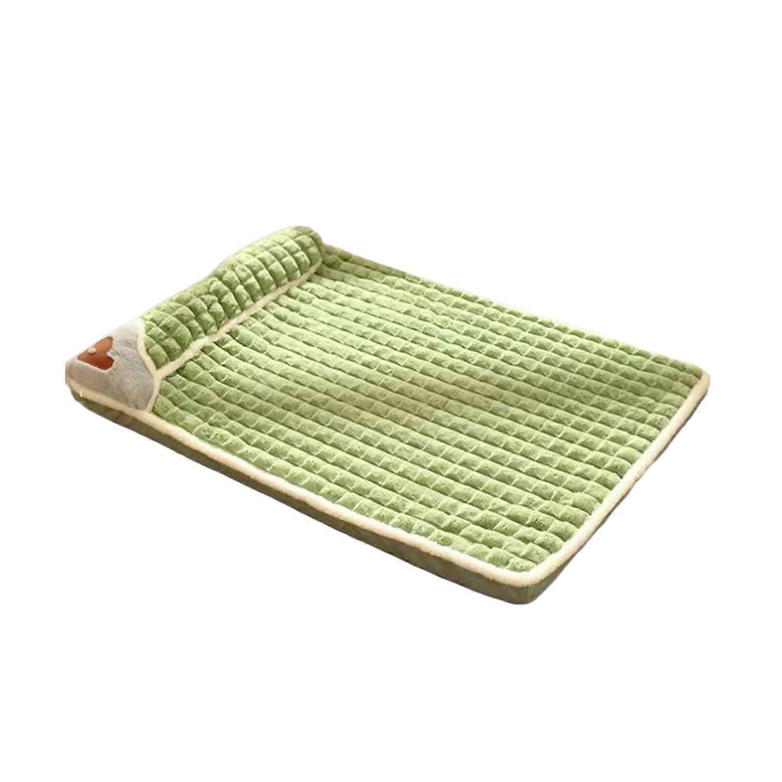 Pet Beds for Cats and Dogs, Soft Plush Design, Green Color, Size M 60x40 cm, Comfortable and Warm Sleeping Solution